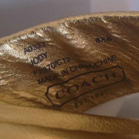 Coach Metallic Gold Women's Sandals - Picture 10 of 12